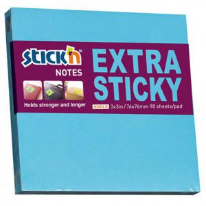 Karteczki samoprzylepne Stick'n Extra Sticky 76x76mm niebieskie, 100szt